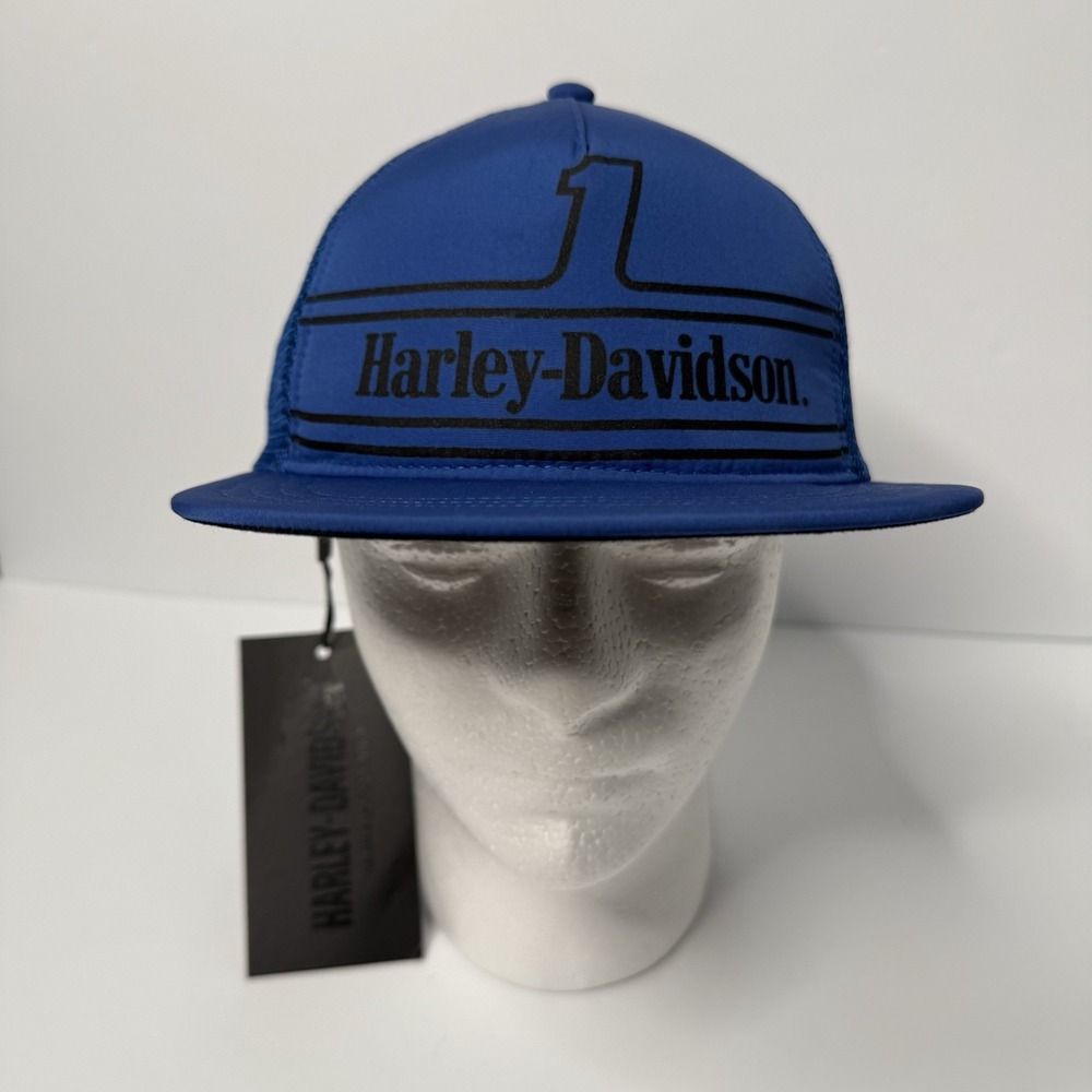Harley Davidson Limited Edition #1 Racing‎ Snap Back Trucker Cap,True Blue,New